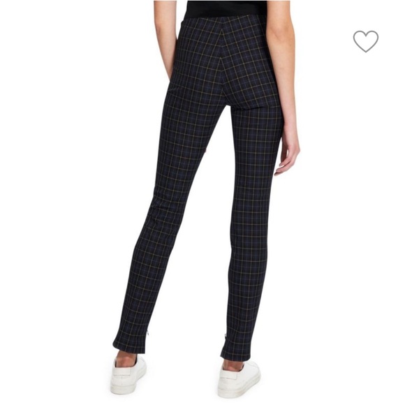 NEW • THEORY • Women’s Plaid Skinny Leggings Galway Tech Black Blue 0 - Picture 2 of 4